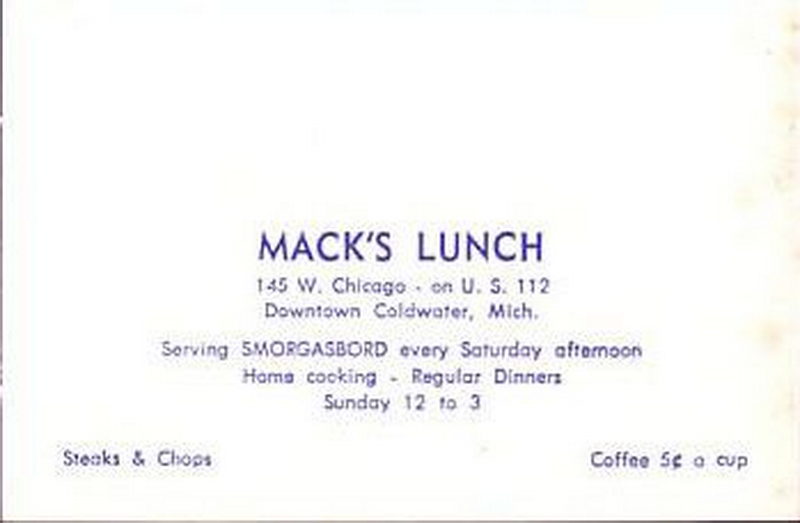 Macks Lunch - Postcard